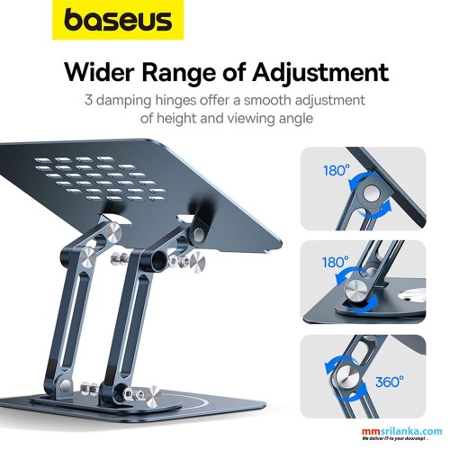 Baseus UltraStable Pro Series 360° Rotatable and Foldable Laptop Stand (Three-Fold Version) Space Grey